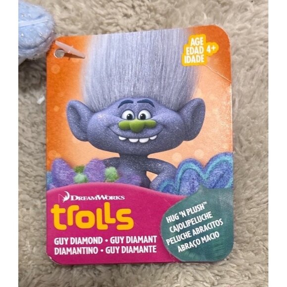 DreamWorks Trolls Guy Diamond Hug N Plush Doll 12" Sparkly Blue Soft Toy - Picture 5 of 9